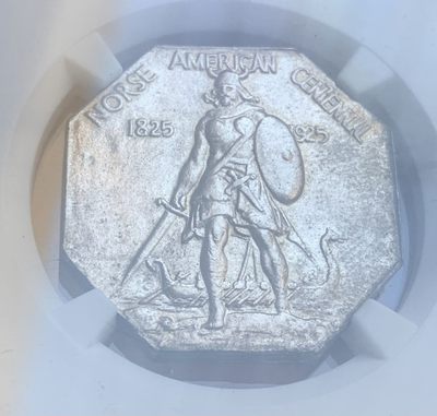 瓶子🏺第95期拍卖会 -  美国1925年维京人移居美洲千年  半美元型币章  NGC MS63