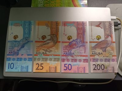 【专场20230607】热得不能再热了——热带国家钞/币专场 - 【拍品002F】阿鲁巴2019版10+25+50+200弗罗林UNC