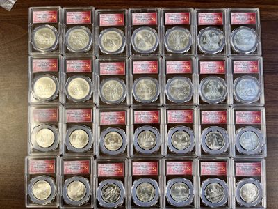 【海寕潮】拍卖第七十一期 - 【海寧潮】苏联1980年莫斯科奥运会纪念银币28枚套评级66-67-68-69分，有2枚的评级盒破，有原盒这套光材料银价都要3600了