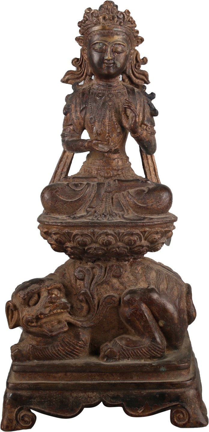 2023惠民拍卖会——国升推荐专场 铜泥金文殊菩萨像 清代 H :43.5cm