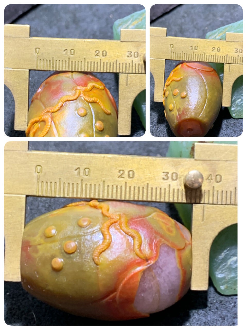 精美亚光冰飘战国红玛瑙手工雕刻春蚕大勒子一个，
