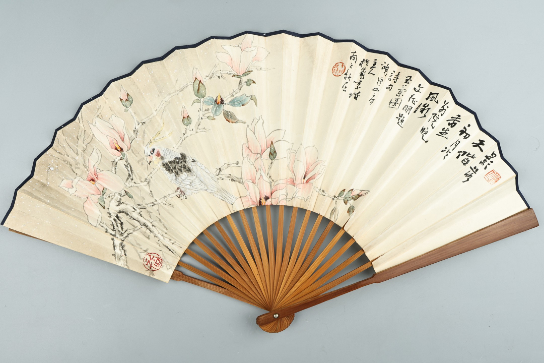 2023惠民拍卖会——国升推荐专场 花鸟扇面 鸿逸山房主人 12.5*50.5cm