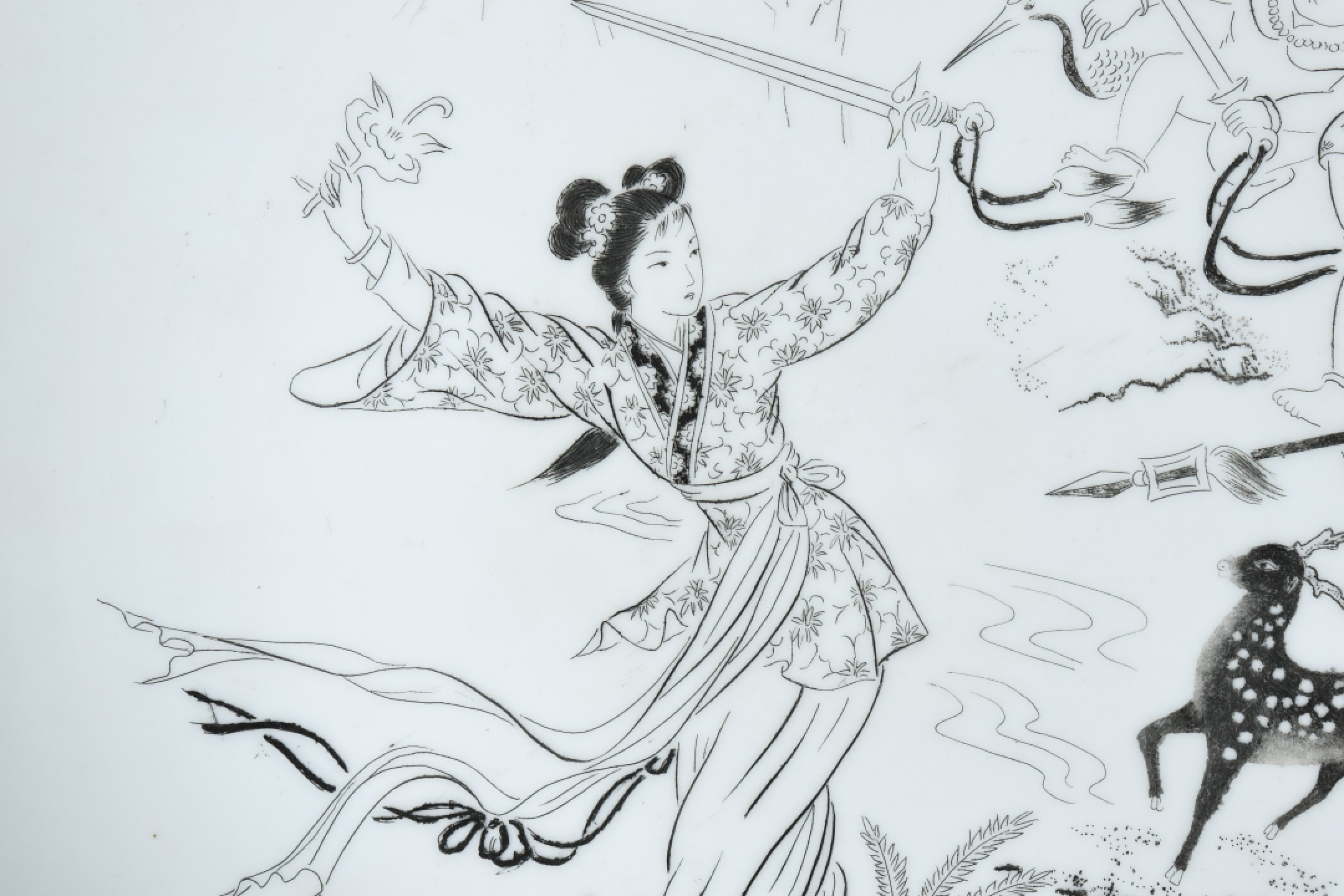 2023惠民拍卖会——国升推荐专场 “盗仙草”刻瓷盘 1955 D:25.2cm