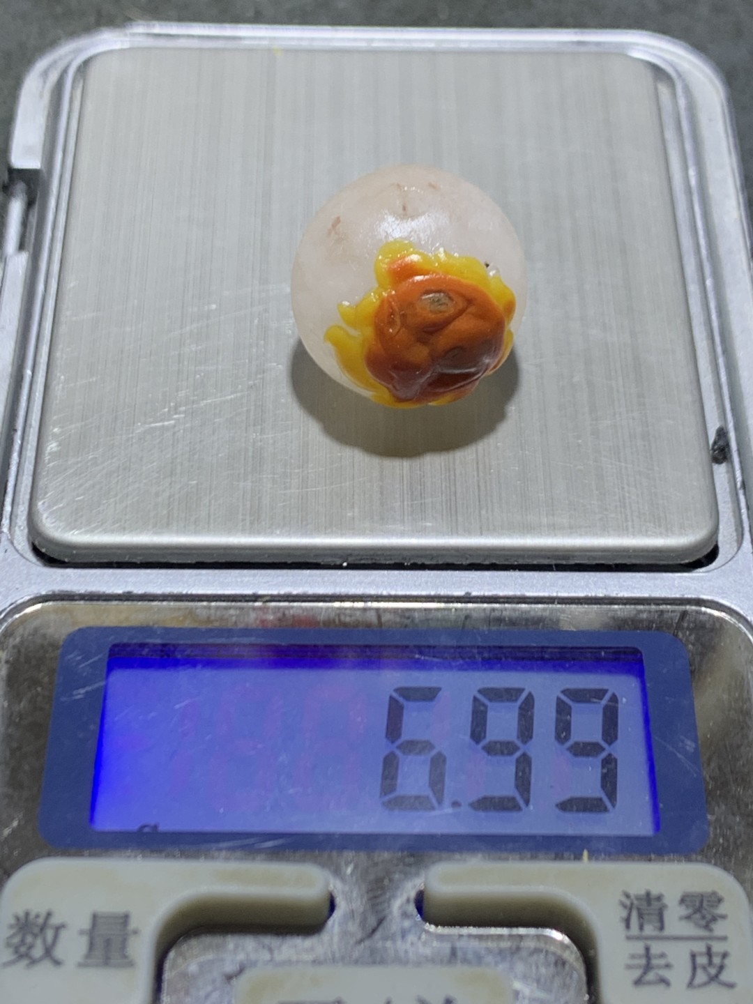 精美冰飘亚光战国红玛瑙手工俏色巧雕九尾灵狐修行珠一颗