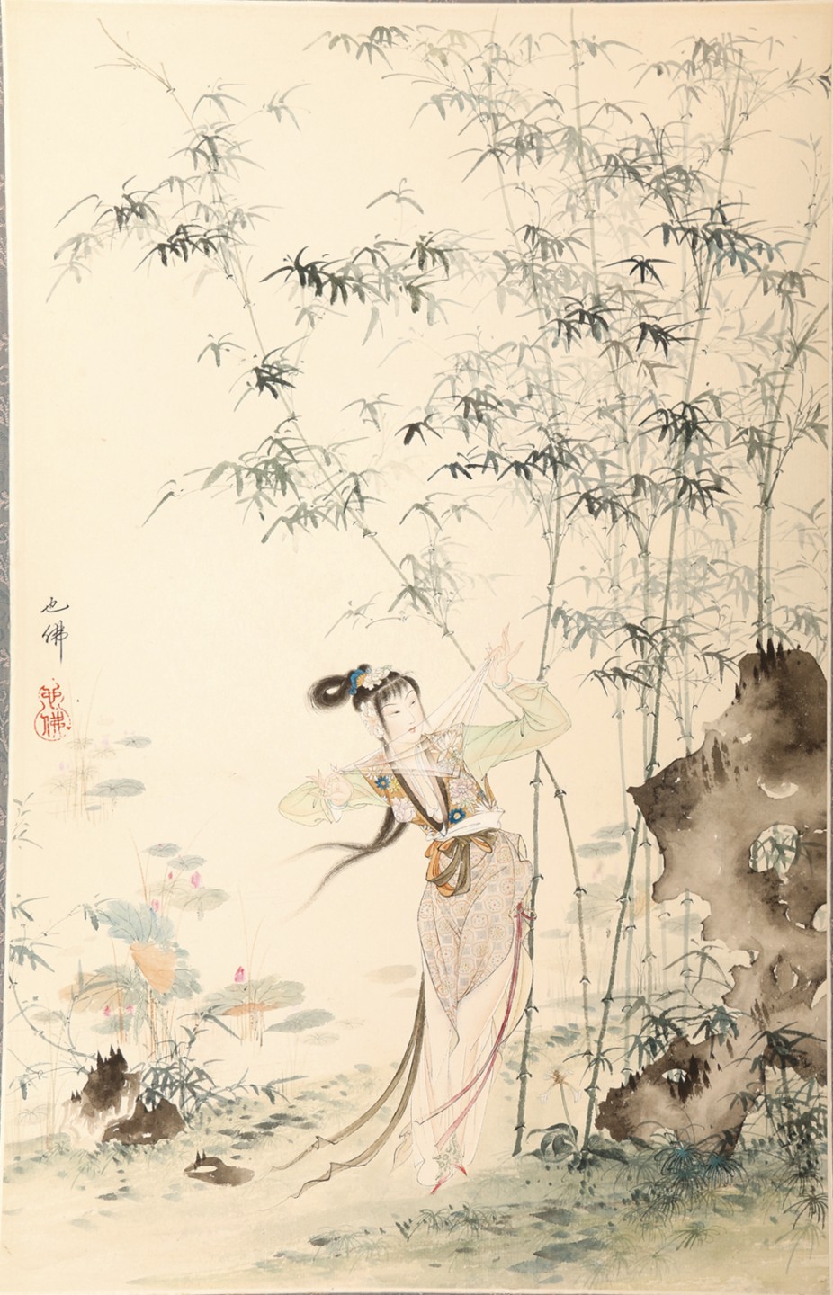 2023惠民拍卖会——国升推荐专场 《庭院人物图》 佚名  42.5*26cm