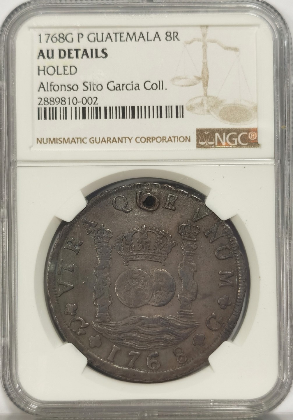 博洋堂章牌藏家系列场②暨第030期（全场包邮） NGC AU 西属危地马拉1768年卡洛斯三世地球双柱 8里亚尔 醇熟包浆 深打漂亮 名家旧藏