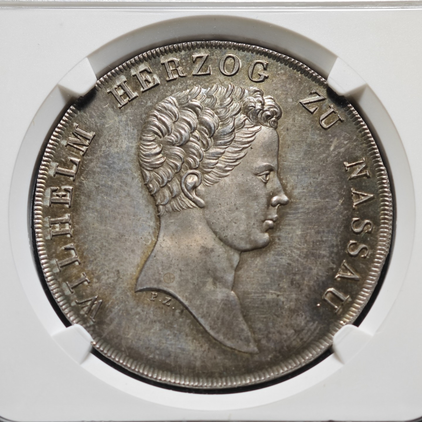 1825年德国拿骚皇冠泰勒大银币 NGC MS66 名家旧藏 发行量仅2000枚！恐怖的品相！