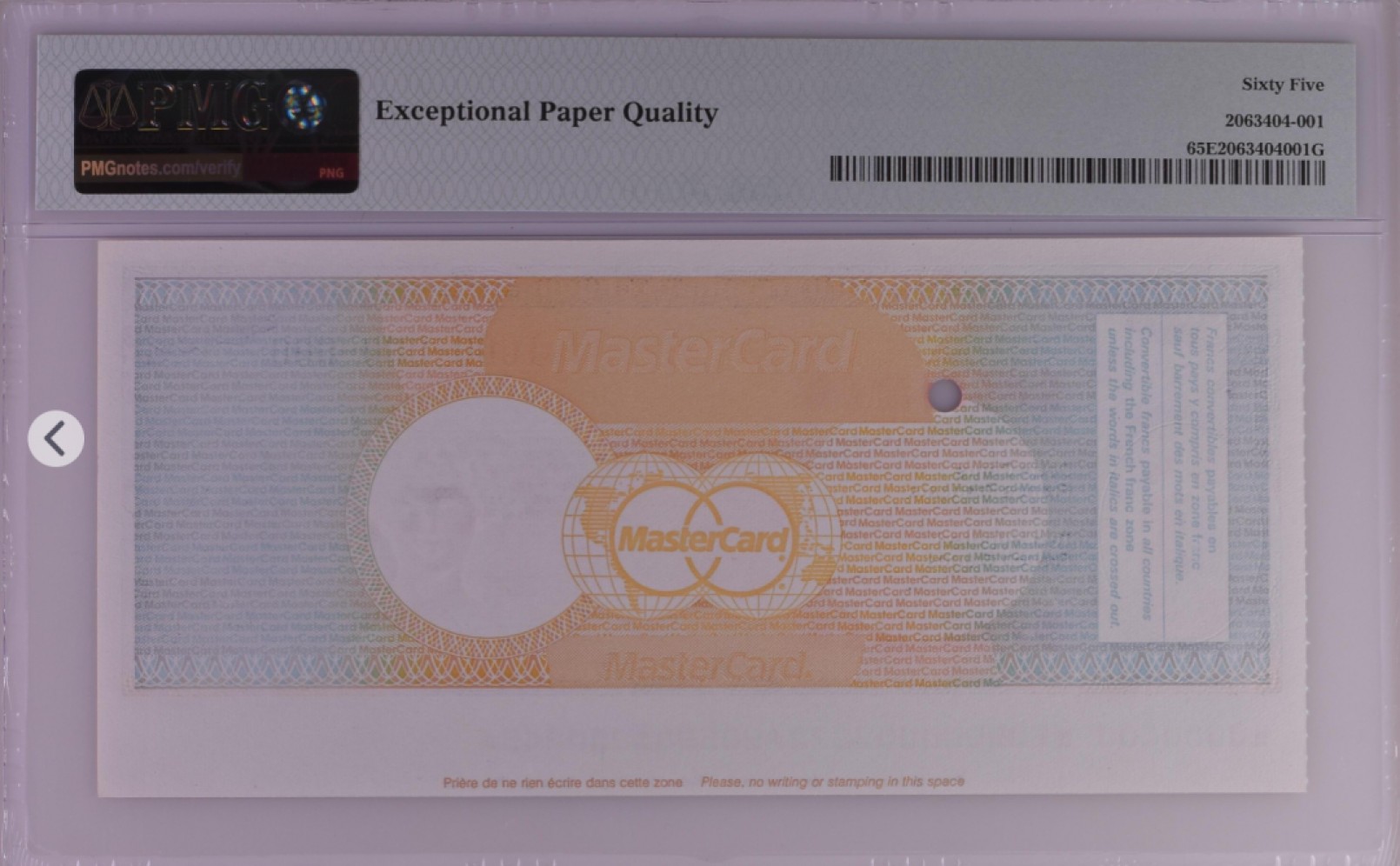 美元专场蓝库印红库印 美国运通旅行支票票样200 French Francs Euro Travellers Cheque Wmk: Woman's Head