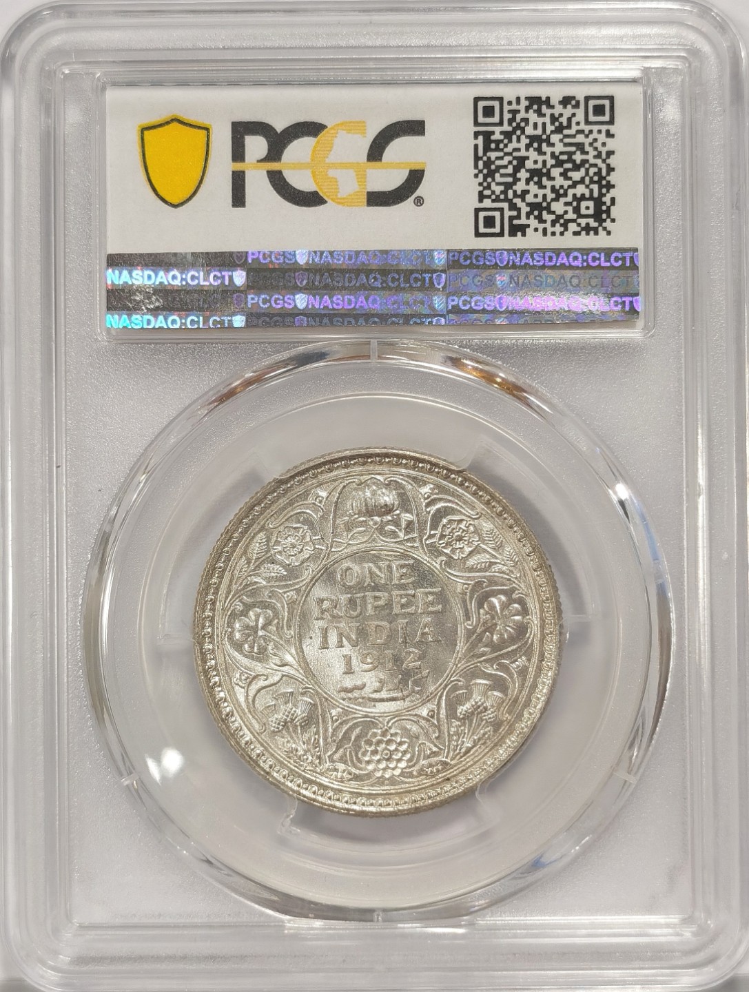 博洋堂章牌藏家系列场②暨第030期（全场包邮） PCGS MS64 暴光1912年B版英属印度乔五1卢比银币