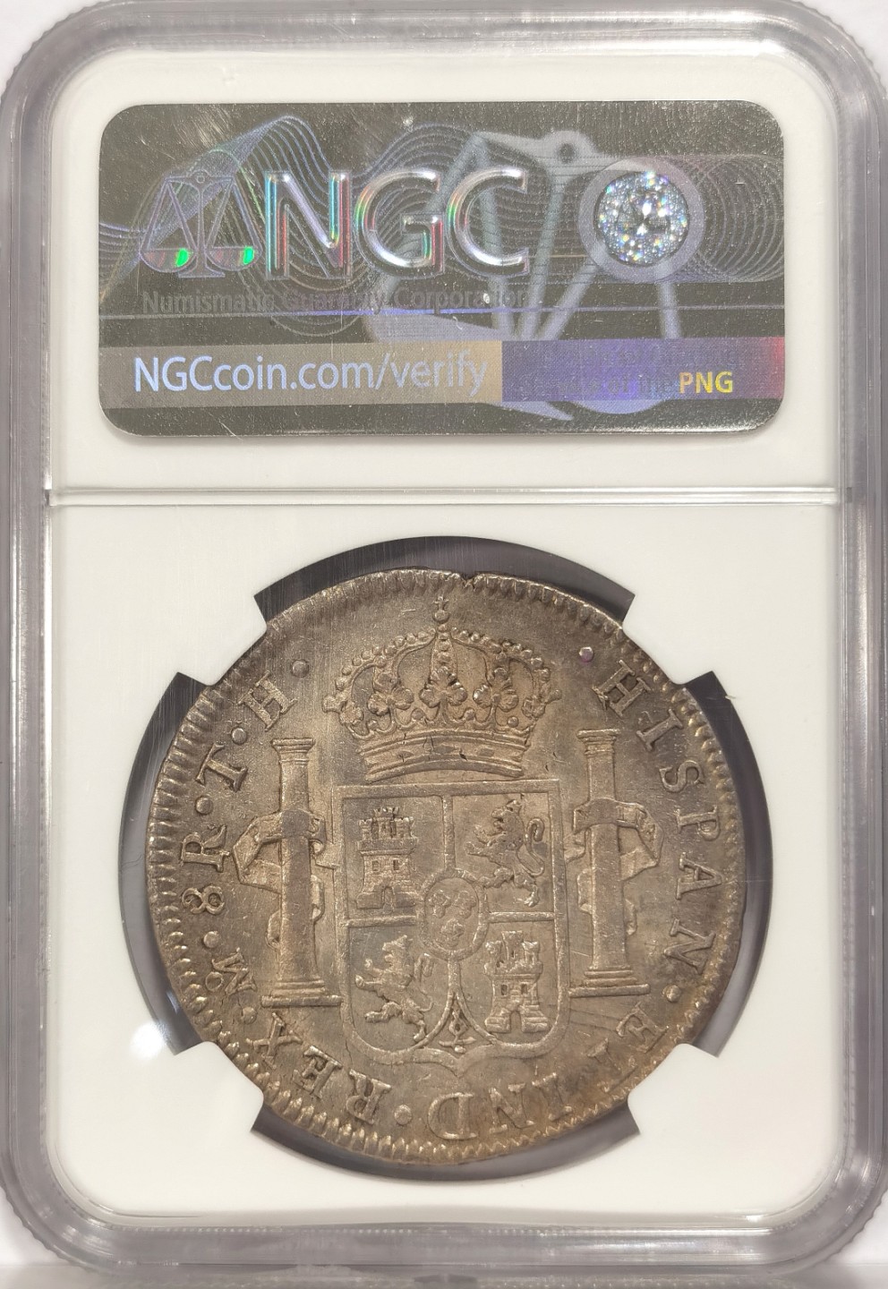 博洋堂章牌藏家系列场②暨第030期（全场包邮） NGC AU55 墨西哥1807年卡四双柱大银币 细节可以 12点方向有铸缺