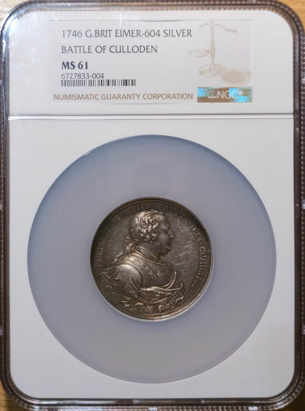 博洋堂章牌藏家系列场②暨第030期（全场包邮） 英国1746年卡洛登战役纪念银章 NGC MS61 所见唯一评级