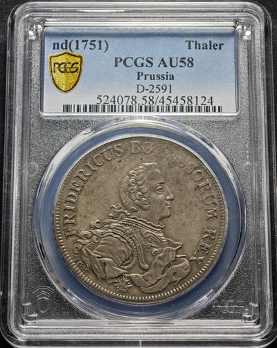 1751年德国普鲁士亚洲公司中国商人泰勒银币 PCGS AU58 罕见珍品
