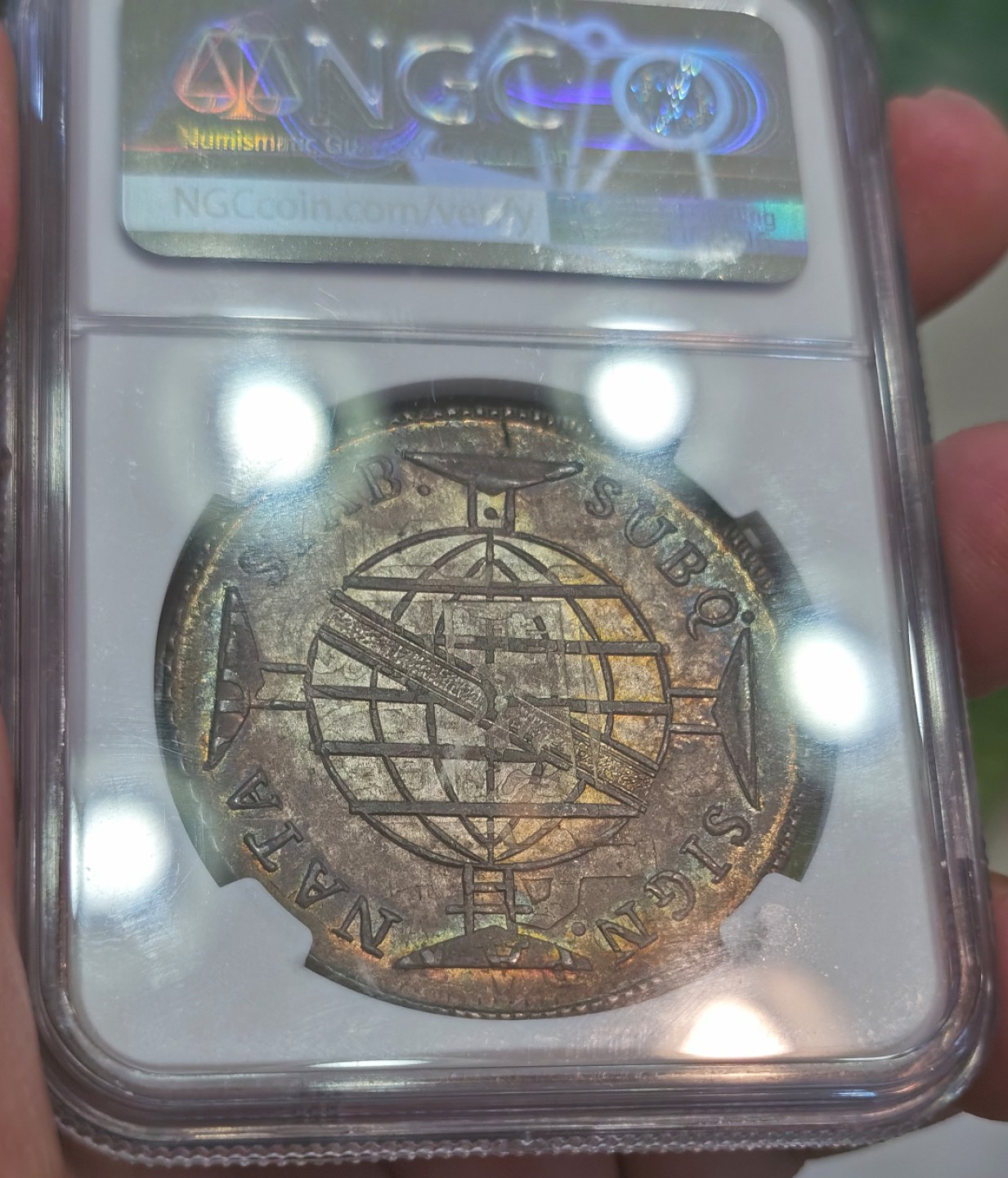 博洋堂章牌藏家系列场②暨第030期（全场包邮） NGC MS64 葡属巴西1816年960R大银币 能清晰看到卡四双柱残留痕迹 极品酱五彩 仅有一枚更高分