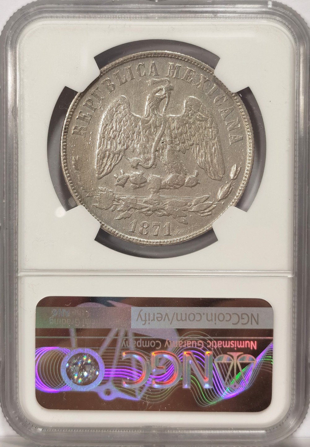 博洋堂章牌藏家系列场②暨第030期（全场包邮） NGC XFD 墨西哥天平鹰洋波多西厂 PI O 1871 1peso 少见oa天平 喜欢天平不要错过