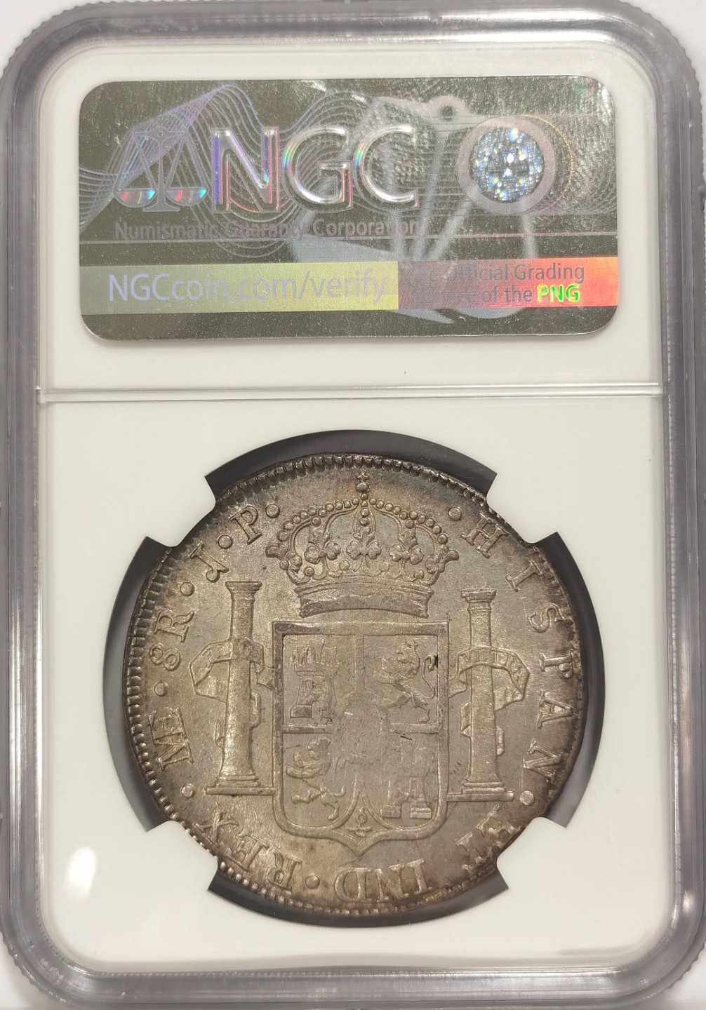 博洋堂章牌藏家系列场②暨第030期（全场包邮） NGC AU53 秘鲁1818年费七双柱大银币 带底光和包浆