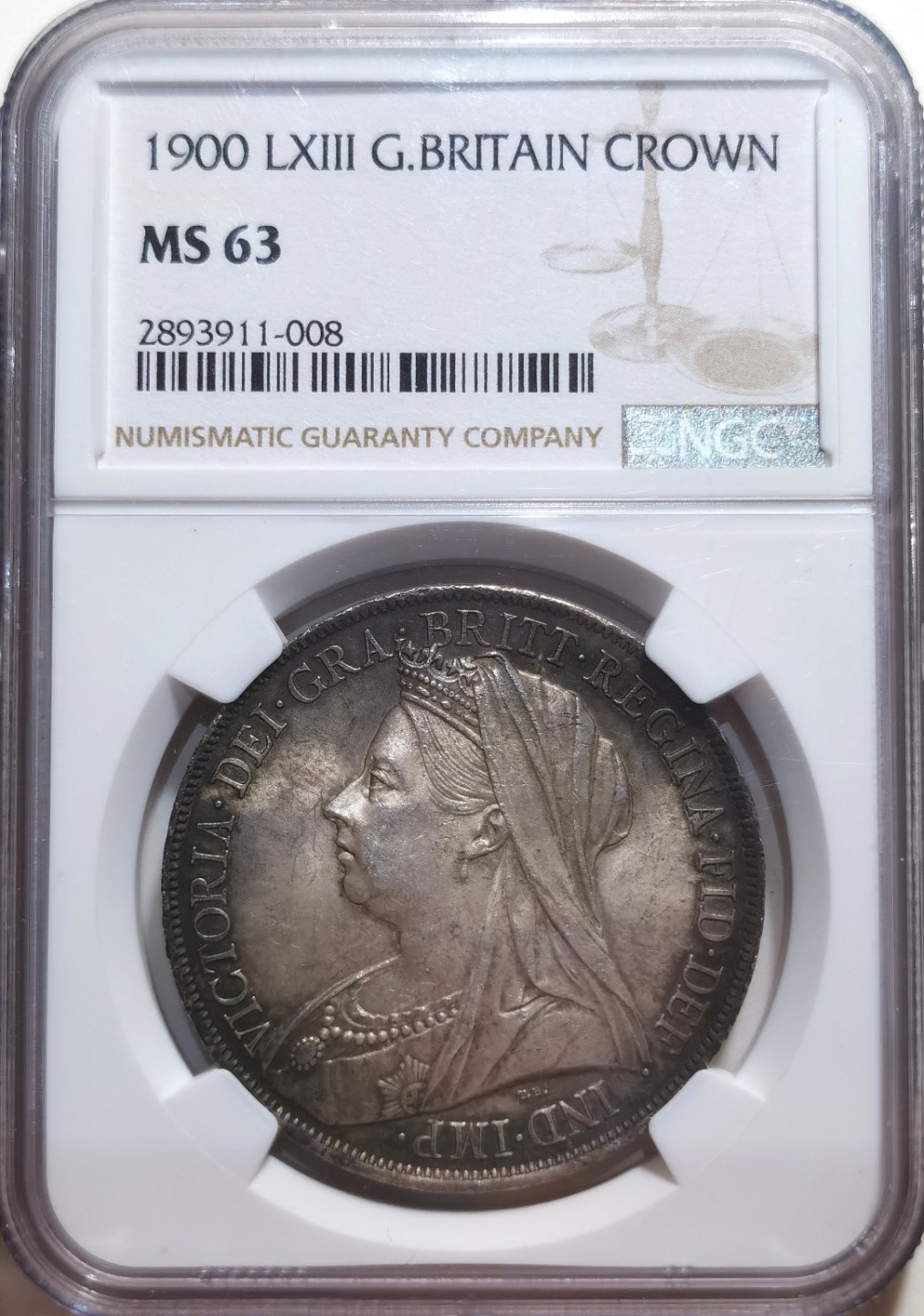 博洋堂章牌藏家系列场②暨第030期（全场包邮） NGC-MS63 英国1900年披纱马剑，亚军分罕见LVIII边铭，不是烂大街的LVIX，关门年份，近几年大拍都没见过，包浆自然
