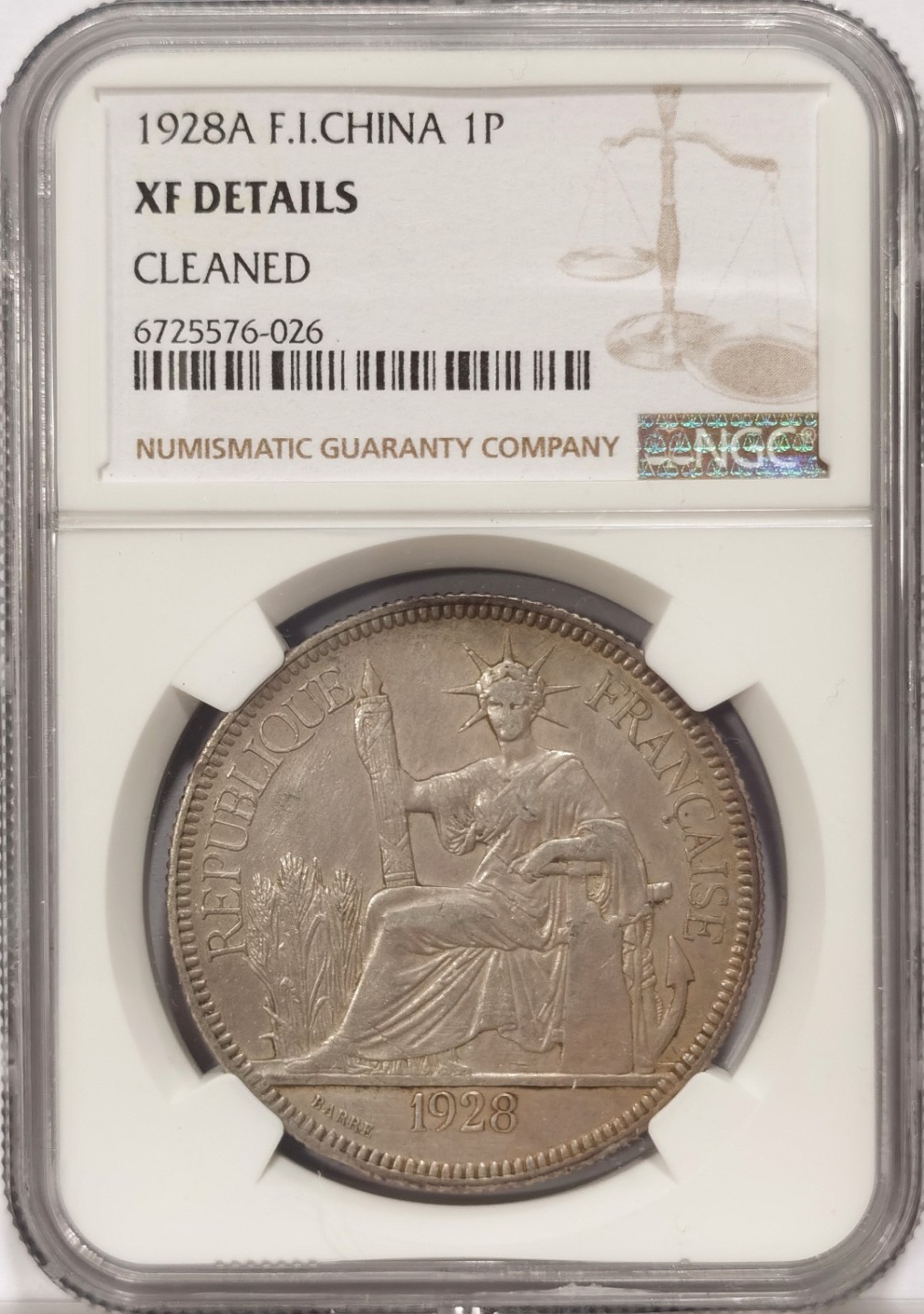 博洋堂章牌藏家系列场②暨第030期（全场包邮） NGC XFD 坐洋1928A 1P 少见年份 老彩