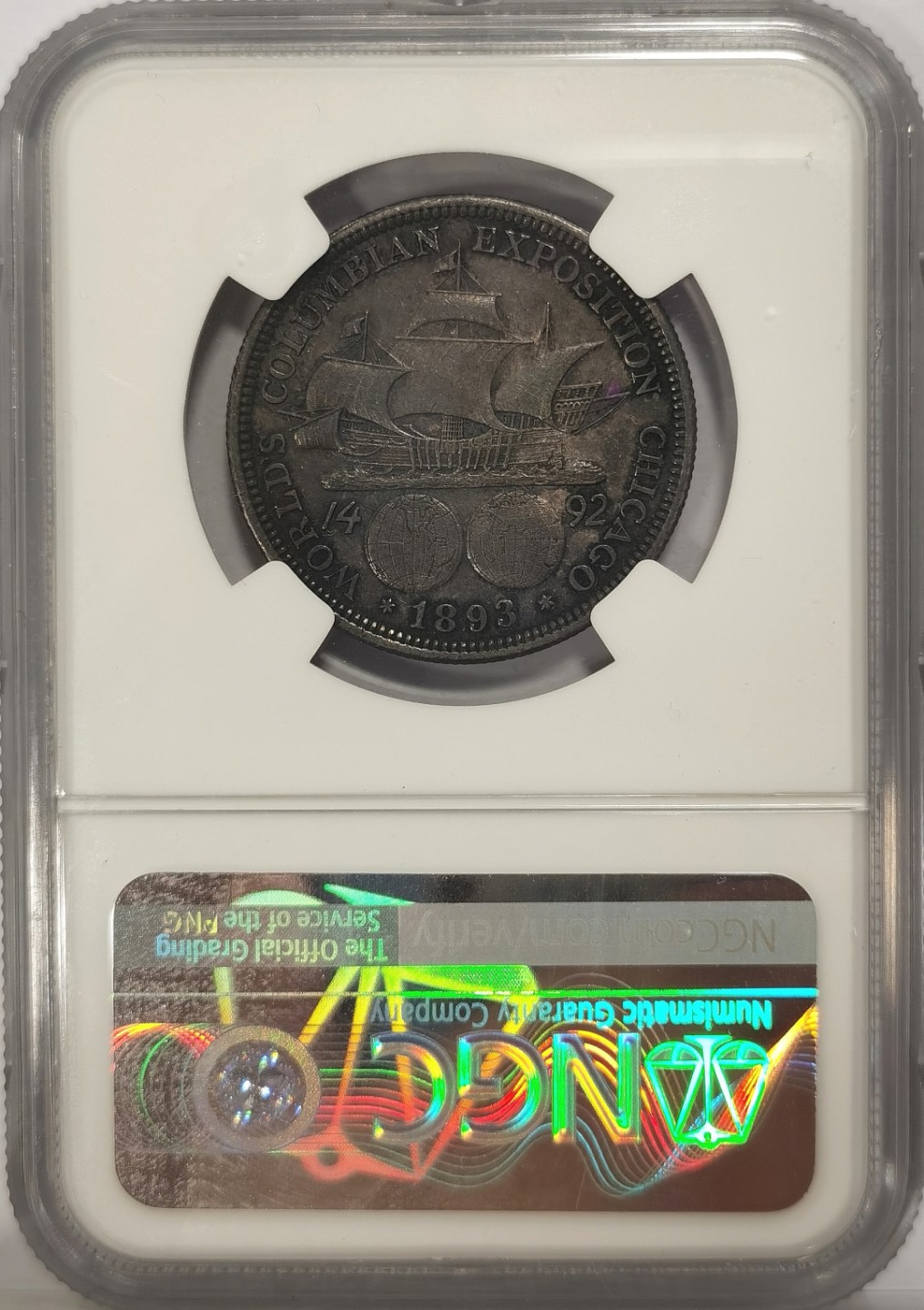 博洋堂章牌藏家系列场②暨第030期（全场包邮） NGC AU53 美国1893年哥伦布半美元 纪念哥伦布发现美洲大陆400周年 原味酱彩