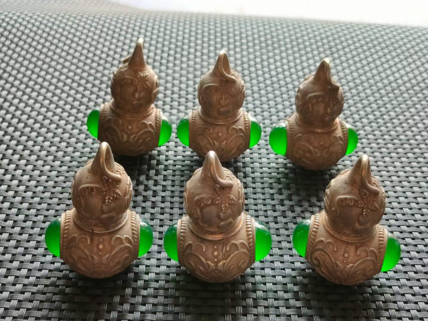 老刺绣盒装银手镯+银镶顶级翡翠葫芦吊坠