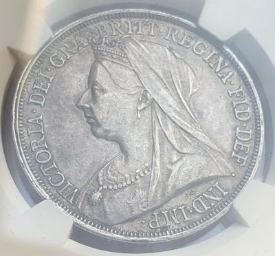 瓶子🏺第95期拍卖会 -  英国1893年维多利亚披纱马剑克朗银币 NGC  AU55