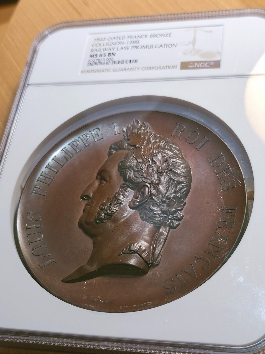 博洋堂章牌藏家系列场②暨第030期（全场包邮） 法国1842年菲利普铁路法案纪念铜章 NGC MS65