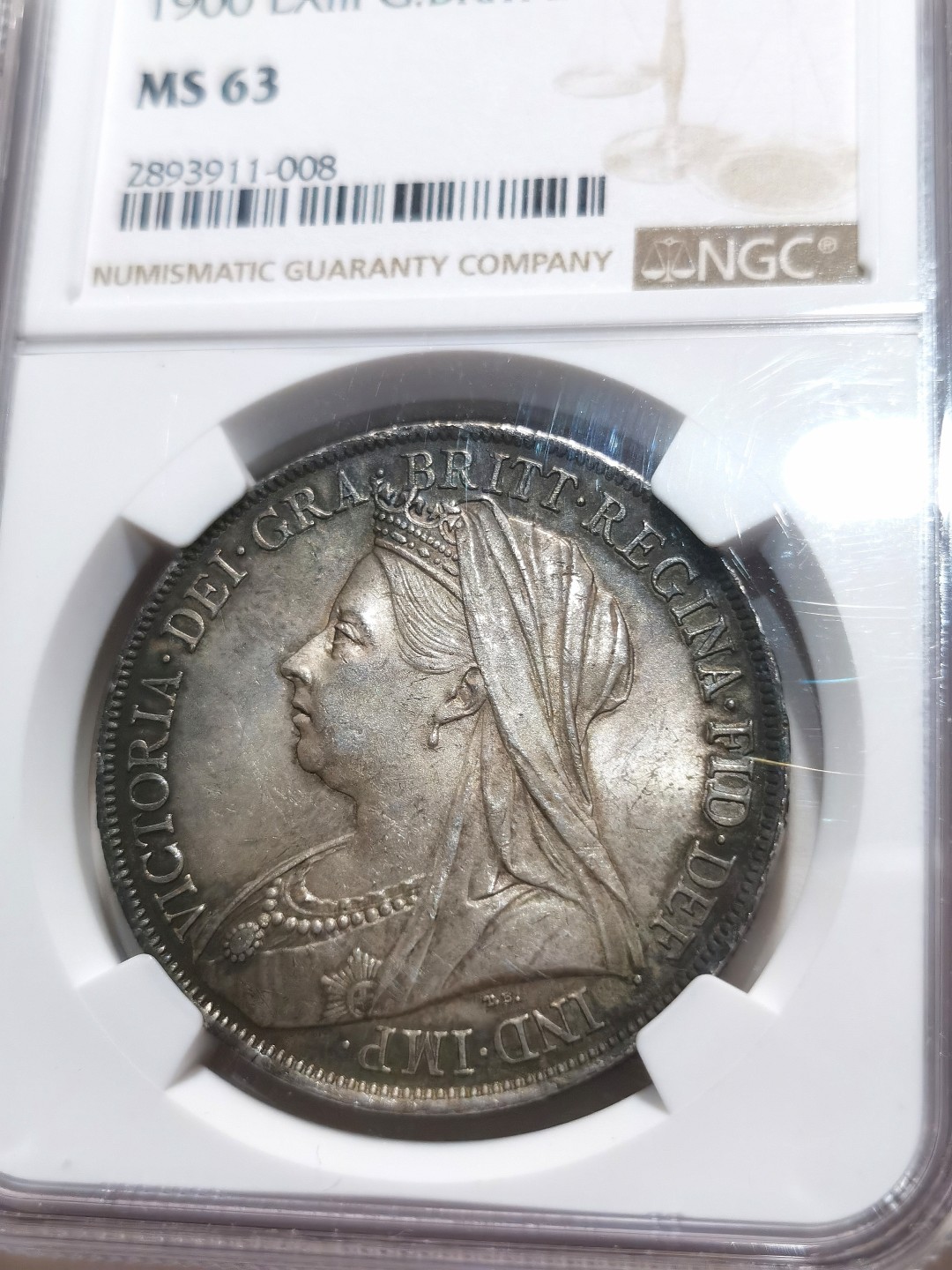 博洋堂章牌藏家系列场②暨第030期（全场包邮） NGC-MS63 英国1900年披纱马剑，亚军分罕见LVIII边铭，不是烂大街的LVIX，关门年份，近几年大拍都没见过，包浆自然