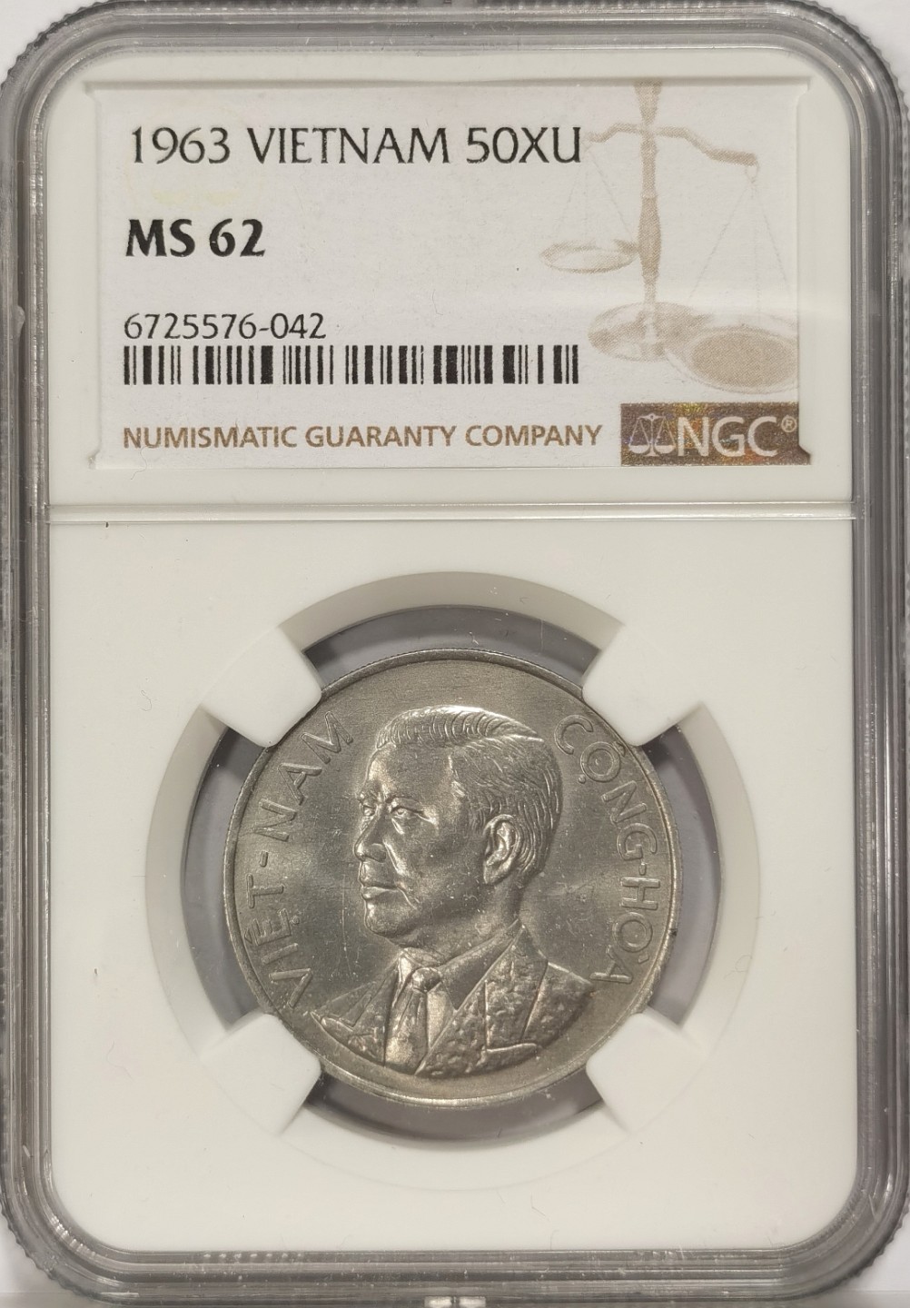 博洋堂章牌藏家系列场②暨第030期（全场包邮） NGC MS62 越南1963年吴庭艳50苏铝币
