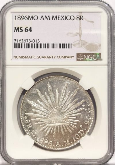 博洋堂章牌藏家系列场②暨第030期（全场包邮） - NGC MS64 墨西哥1896年Mo AM版鹰洋 8里亚尔 深打 镜面转光 完全可收藏级