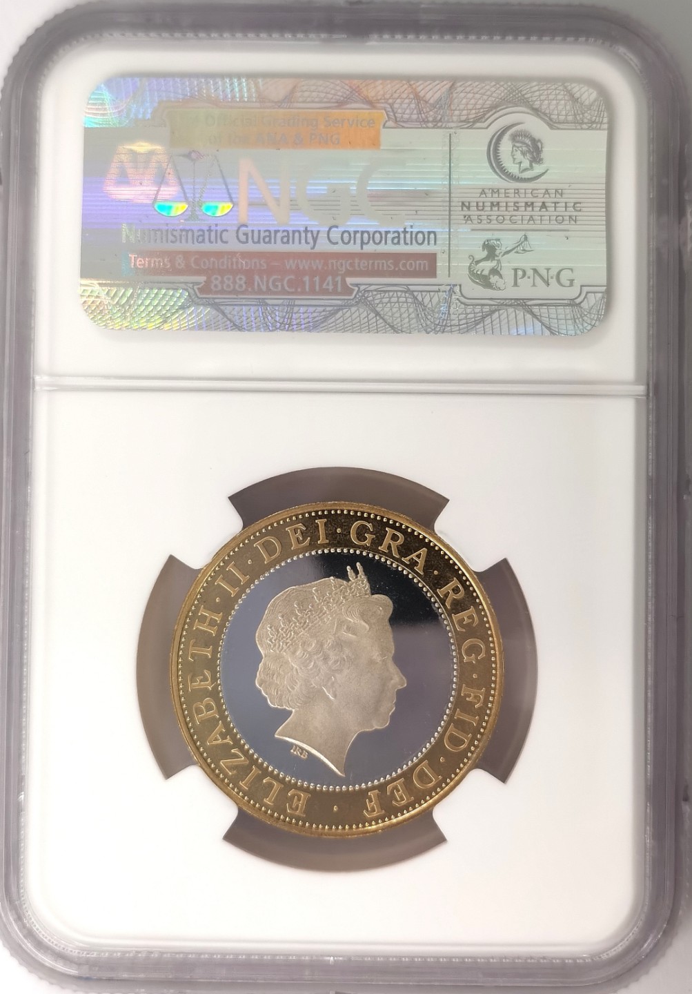 博洋堂章牌藏家系列场②暨第030期（全场包邮） NGC PF68UC 英国2005年2英镑全银双色(镀金)银币【加厚版】纪念2次大战结束