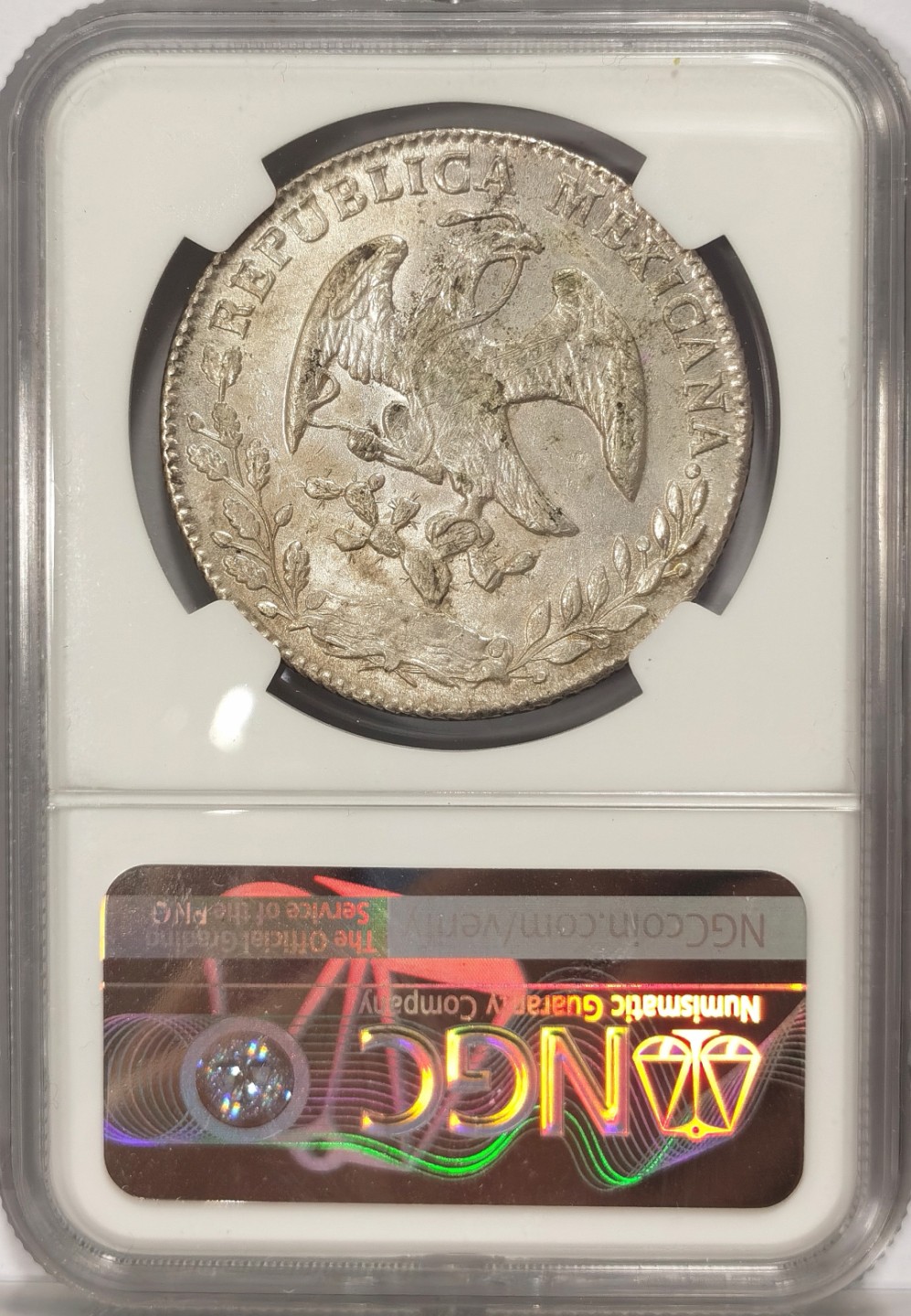 博洋堂章牌藏家系列场②暨第030期（全场包邮） NGC UNCD 墨西哥花边鹰洋瓜纳华托厂 GO 1862 中期老鹰 银光闪闪 不要错过