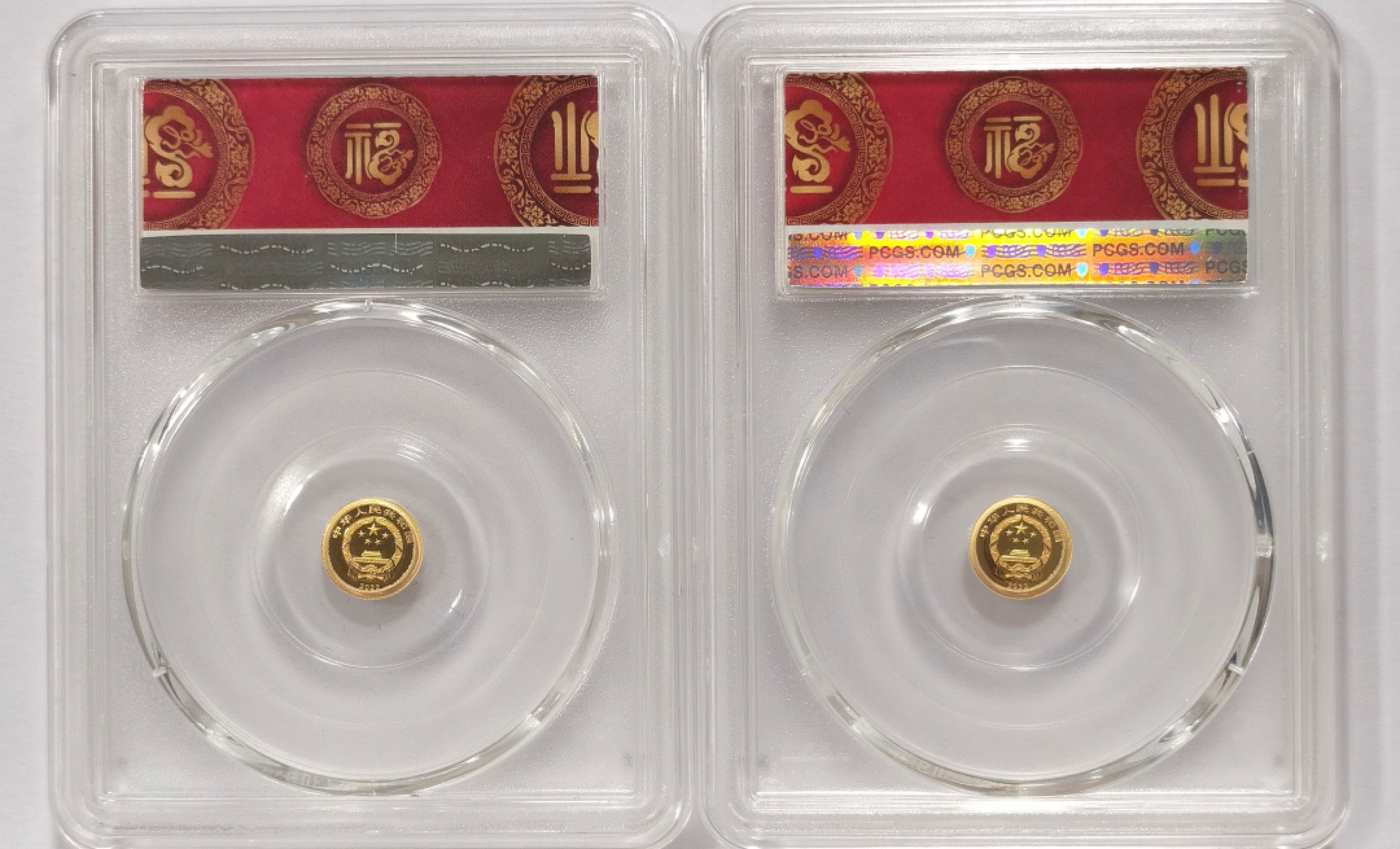 博洋堂章牌藏家系列场②暨第030期（全场包邮） PCGS MS70 2022年福字贺岁金币2枚（带证书）裸币发行价650 闲鱼PC70分价格在1100－1600之间