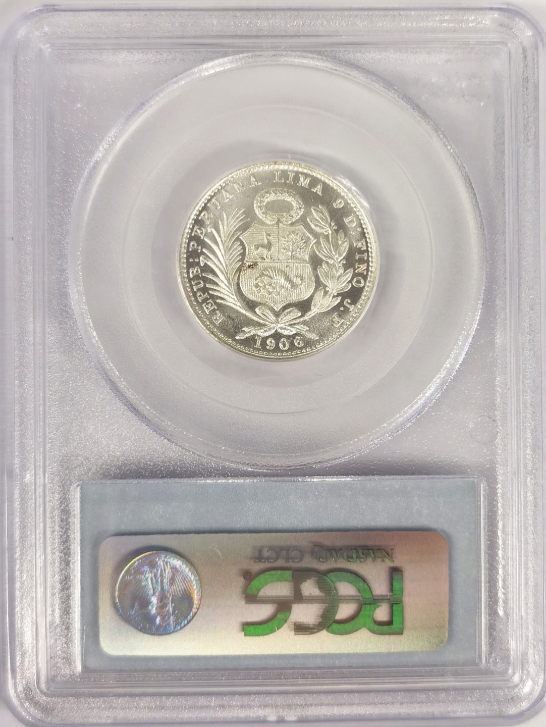 博洋堂章牌藏家系列场②暨第030期（全场包邮） PCGS MS66 秘鲁1906年1/5索尔银币【PCGS亚军分】