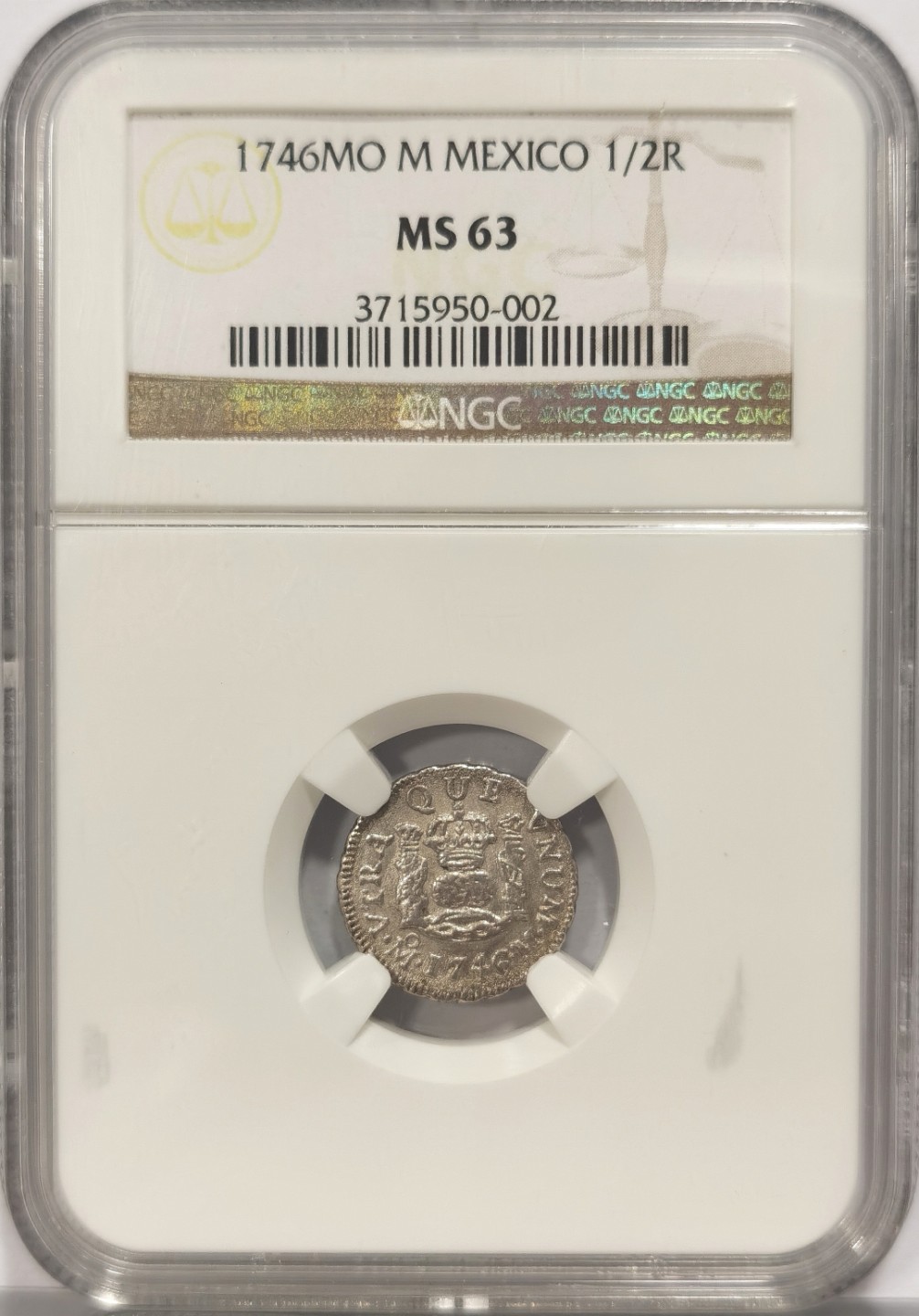 博洋堂章牌藏家系列场②暨第030期（全场包邮） NGC MS63 西属墨西哥1746年菲利普五世地球双柱 1/2里亚尔 深打立体感十足 收藏级品质