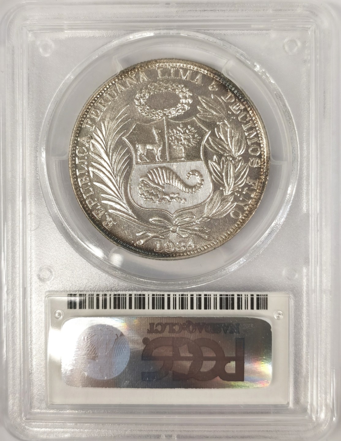博洋堂章牌藏家系列场②暨第030期（全场包邮） PCGS MS64 秘鲁1934年1索尔银币 高分收藏级