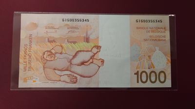 【世界钱币】精选微拍第63期暨2023年第十期 裸钞专场（有最新展会卖剩品种） - 比利时末版1000法郎 全新绝品