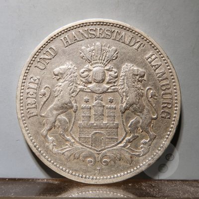 1891年德意志帝国汉堡自由市双狮银元 - 1891年德意志帝国汉堡自由市双狮银元