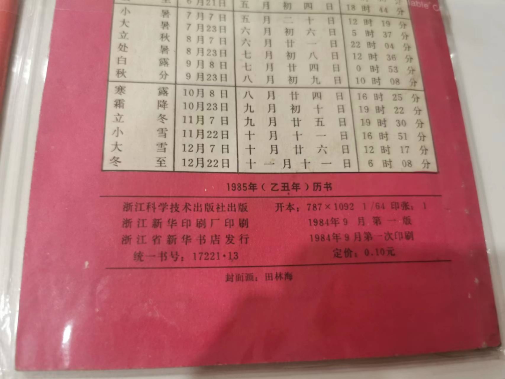 241.【麦稀奇世界钱币展★鲸贝乐淘★两拍包邮】三字经·第“融四岁，能让梨”号拍卖 【1980-1989年日历历书】浙江科学技术出版社，一版一次印制，难得好品相全部年份，80后的那一年