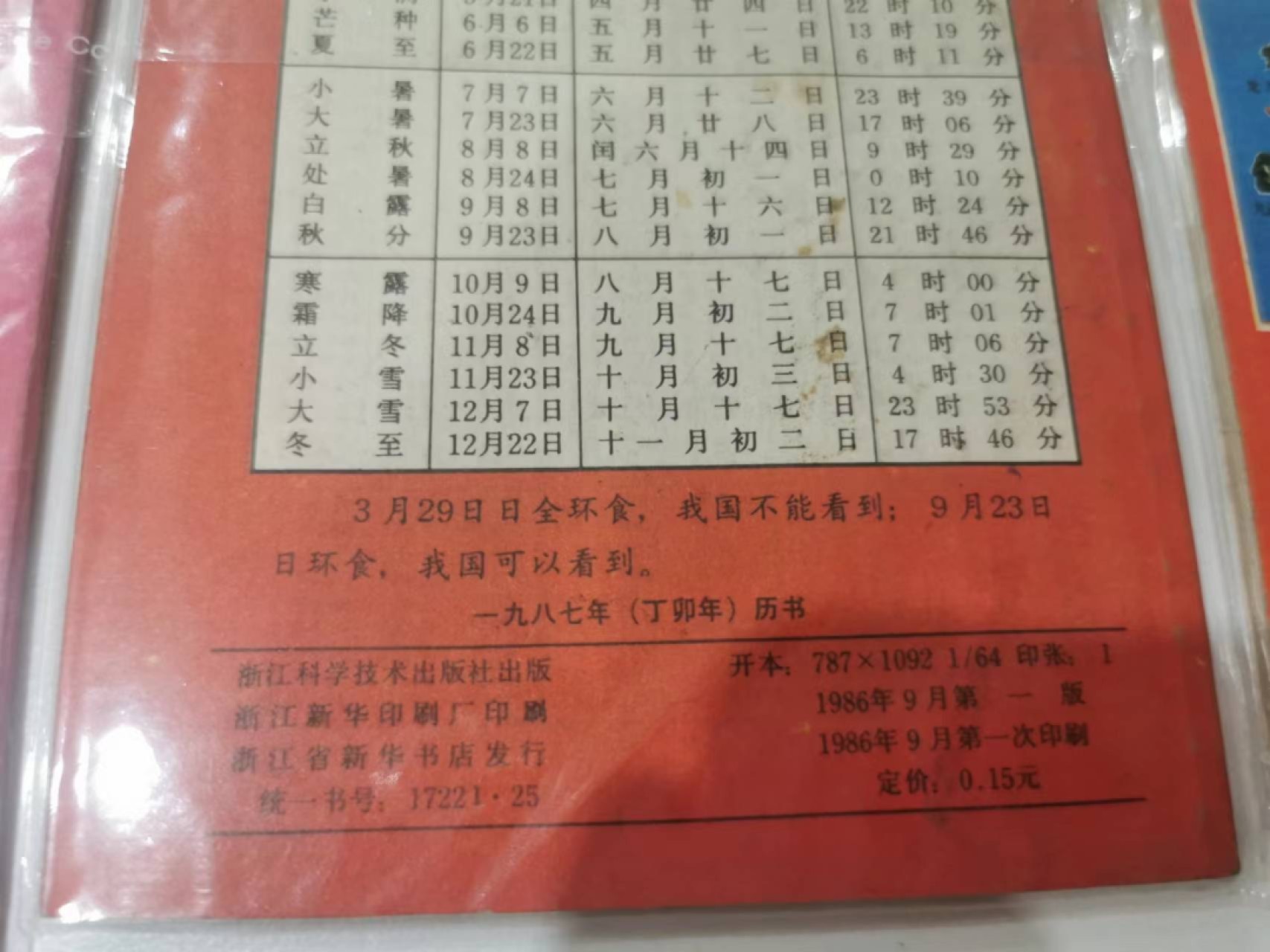 241.【麦稀奇世界钱币展★鲸贝乐淘★两拍包邮】三字经·第“融四岁，能让梨”号拍卖 【1980-1989年日历历书】浙江科学技术出版社，一版一次印制，难得好品相全部年份，80后的那一年