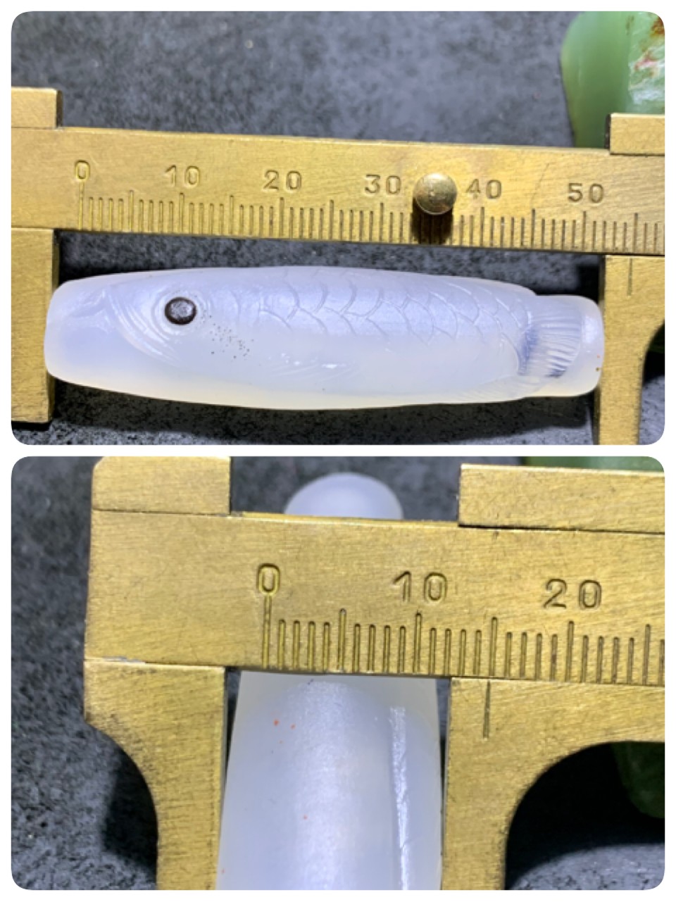 精美亚光高玉化海洋玉髓手工俏色巧雕龙鱼大桶珠一个！