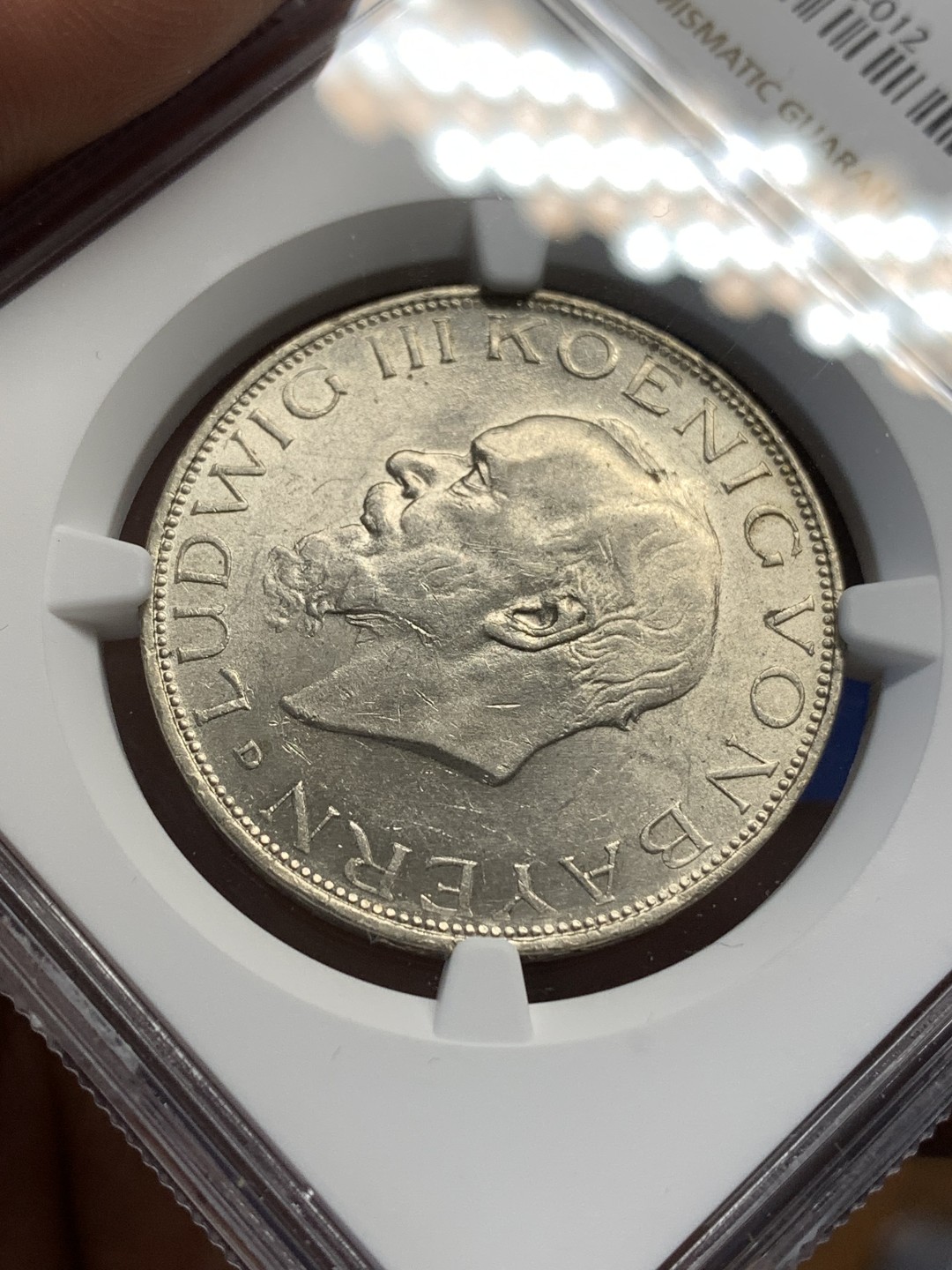 《竞宝斋》第173场-周日，周一2场 (全场包邮) NGC-MS63 德国1914D巴伐利亚3马克银币 转光强烈 较少见邦国马克 足够自藏品相