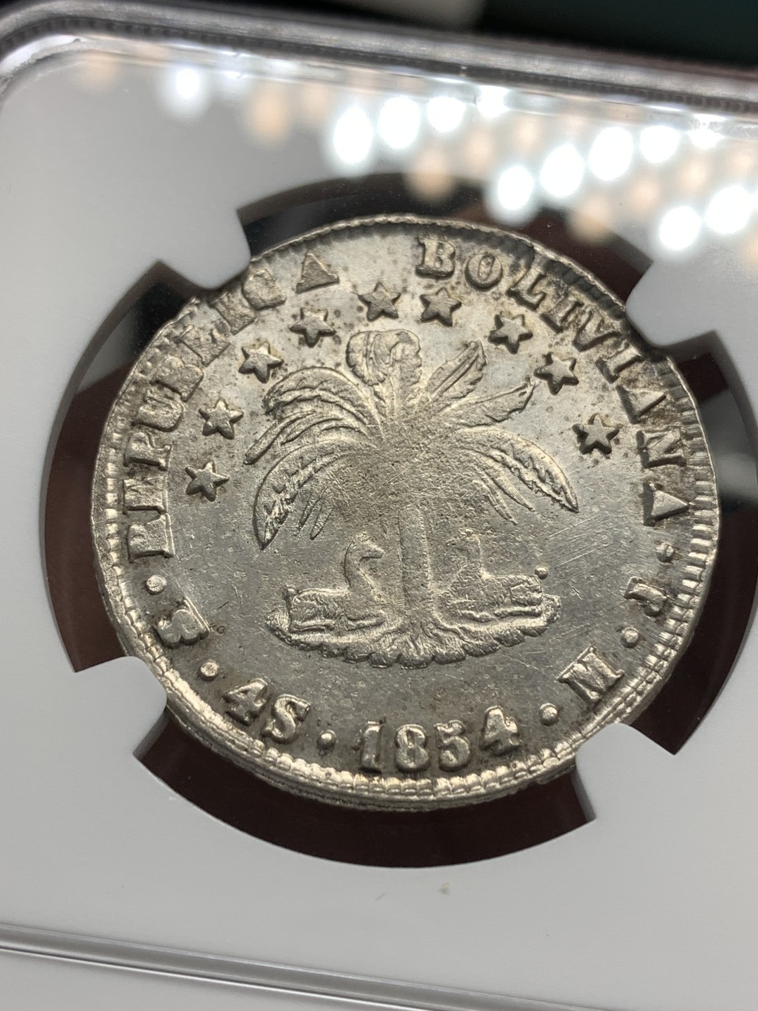 《竞宝斋》第173场-周日，周一2场 (全场包邮) NGC UNC 玻利维亚4索尔羊驼银币 原光