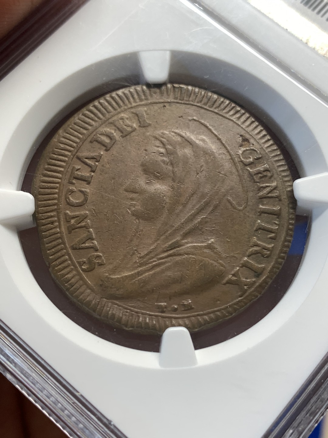 《竞宝斋》第173场-周日，周一2场 (全场包邮) NGC AU50BN 教皇国1797年 5贝阿科圣母像大铜币 罕见品种 xf品书价125美元 更高分仅6枚 圣母神态雍容 状态出色 老N盒严评