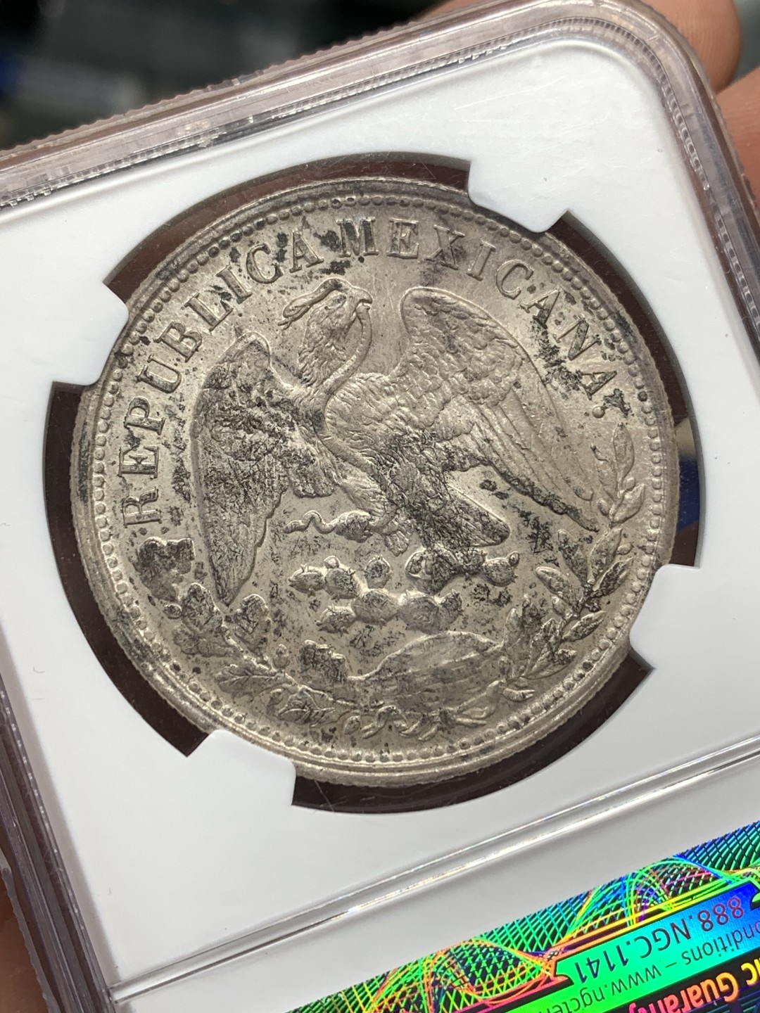 《竞宝斋》第173场-周日，周一2场 (全场包邮) NGC MS64 1898年 墨西哥 直边鹰洋 Restrike 1949年 国内铸造 算是半个国币 更具意义 原味深包浆 分数不错