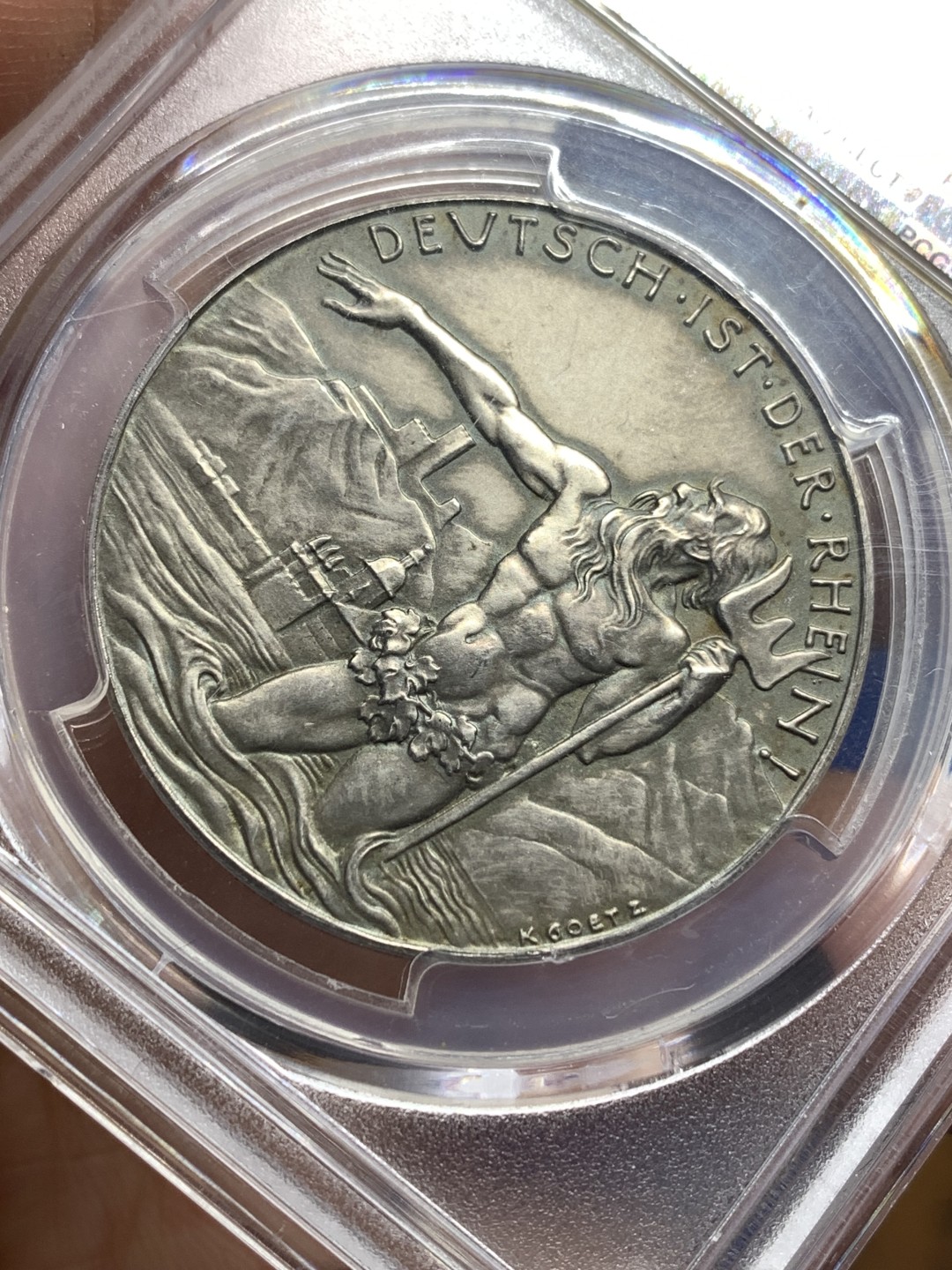 《竞宝斋》第173场-周日，周一2场 (全场包邮) PCGS SP65 1930年 德国海神银章 磨砂版 卡尔哥茨设计名誉品 无敌冠军分