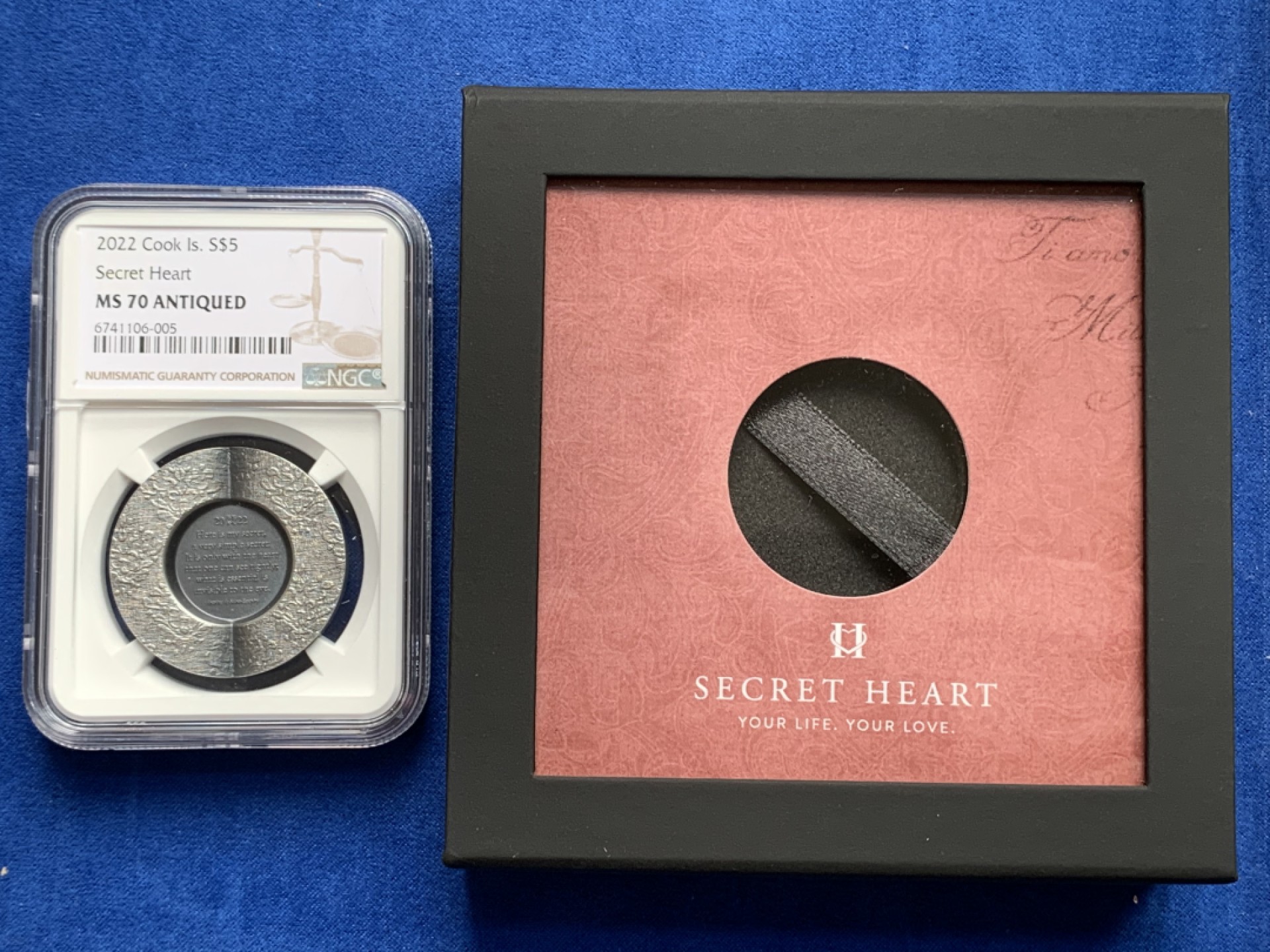 《竞宝斋》第173场-周日，周一2场 (全场包邮) NGC MS70 库克 2022年 小王子秘密之心 5 元银币 盒证全