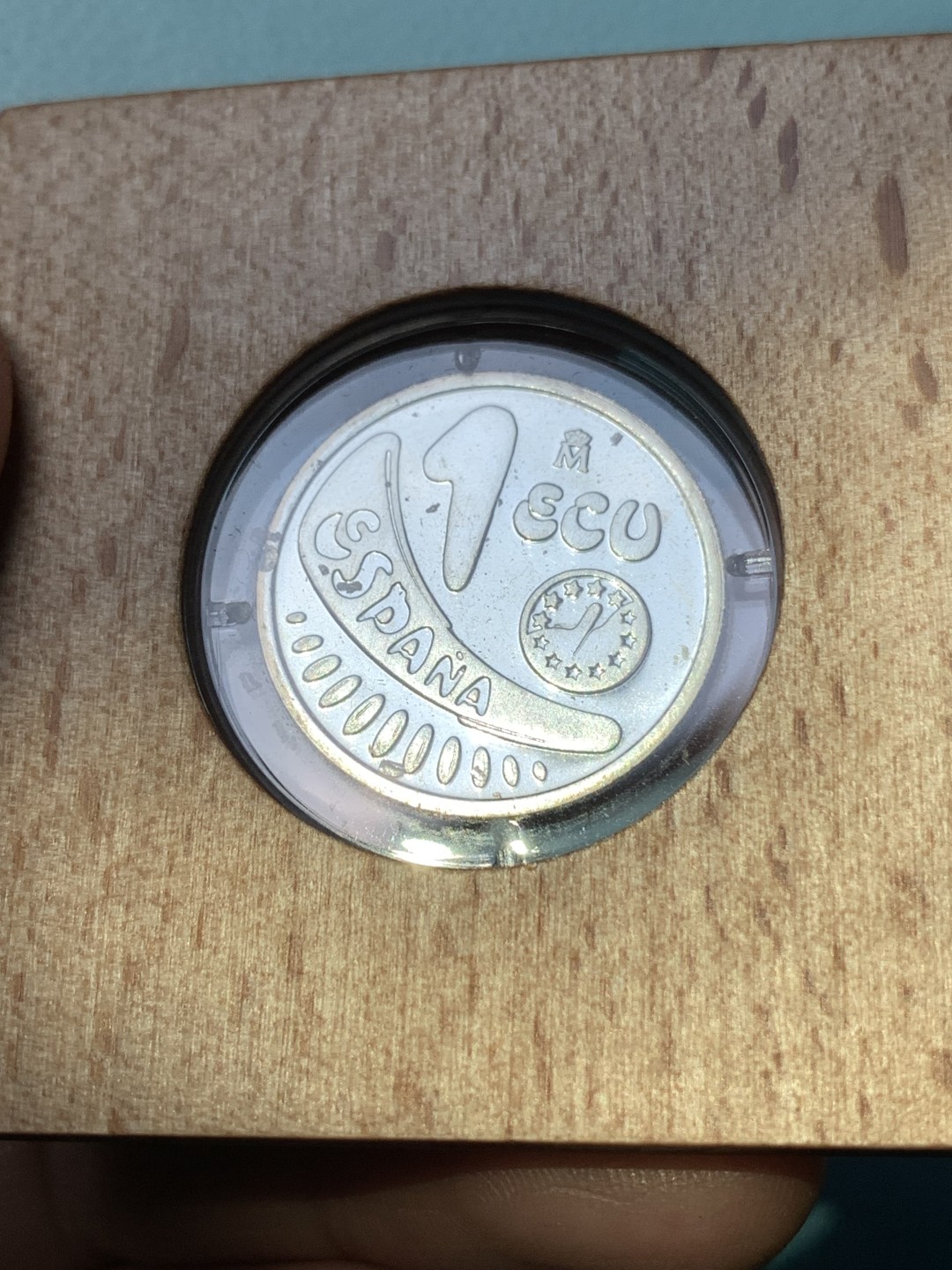 《竞宝斋》第173场-周日，周一2场 (全场包邮) 西班牙1989年 骑牛1ECU精制银币