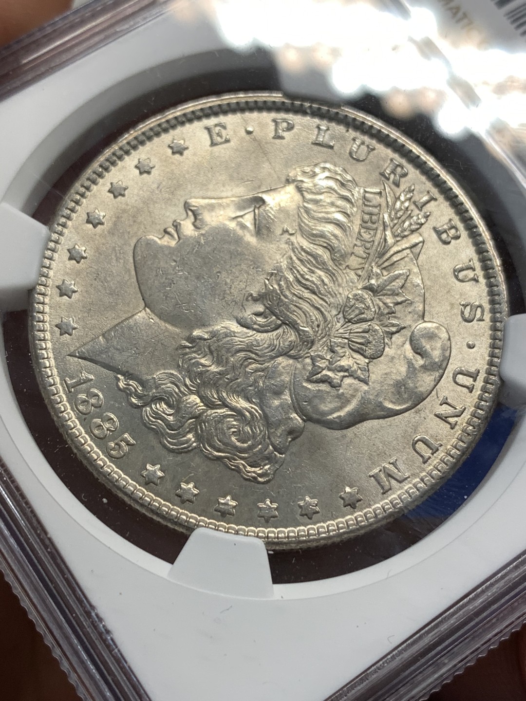 《竞宝斋》第173场-周日，周一2场 (全场包邮) NGC MS62 美国 1885年 摩根大银币 原光好品 细节很不错