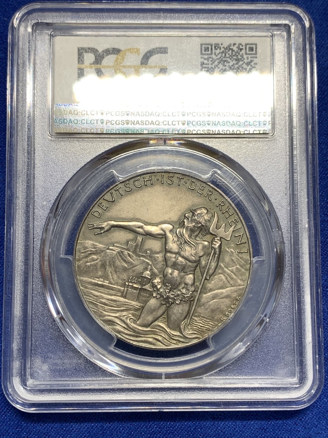 《竞宝斋》第173场-周日，周一2场 (全场包邮) PCGS SP65 1930年 德国海神银章 磨砂版 卡尔哥茨设计名誉品 无敌冠军分
