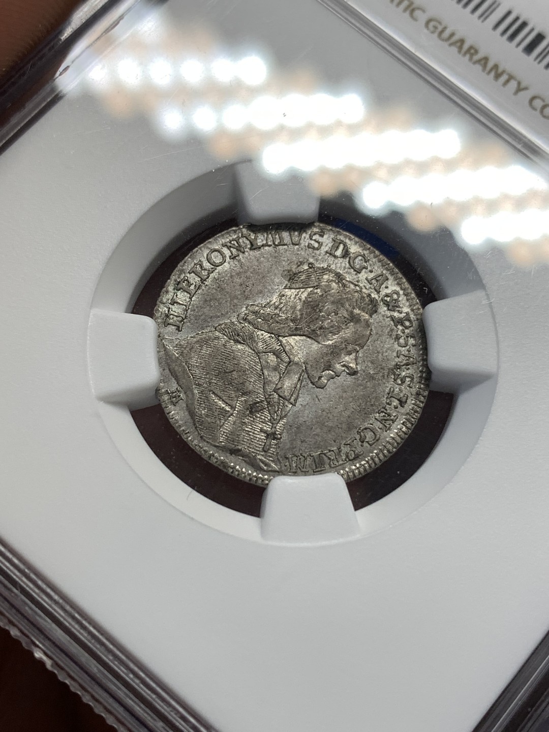 《竞宝斋》第173场-周日，周一2场 (全场包邮) NGC AU58 1782年 萨尔茨堡亲王主教区杜卡特金币银质样币 早期神罗银样稀见 底板带镜面感 发丝细节出色 更高分仅6枚