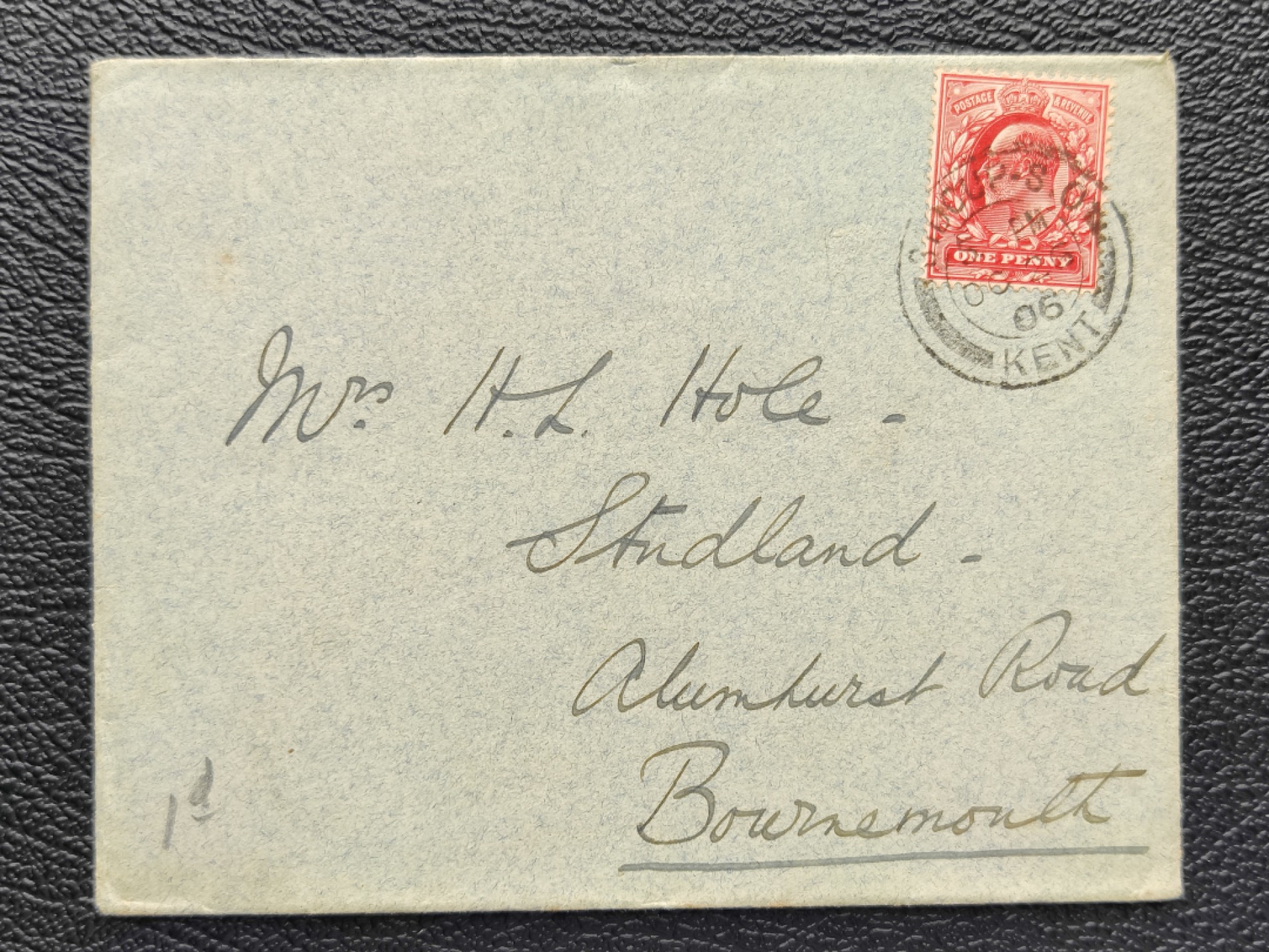 洪涛臻品批发群  精选邮票限时拍卖第二百九十二期 英国1906年伯恩茅斯镇 贴维多利亚女王儿子--爱德华七世古典实寄封 
